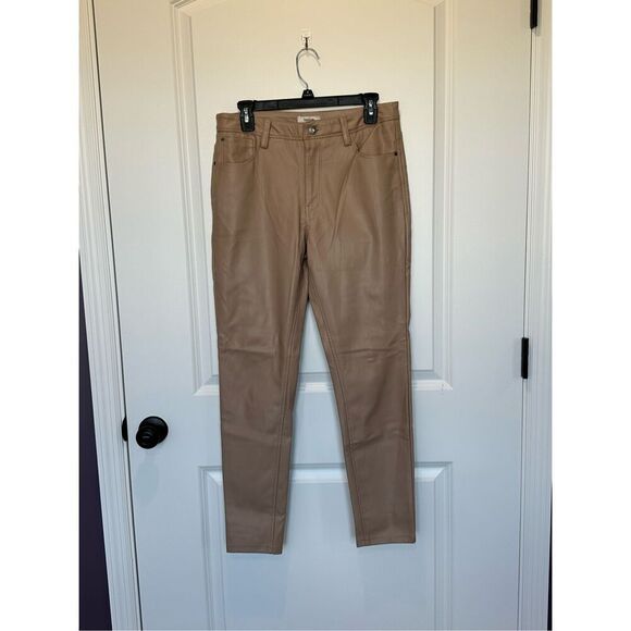 Kenzie Faux Leather Tan Pants Size 6 - Picture 1 of 6
